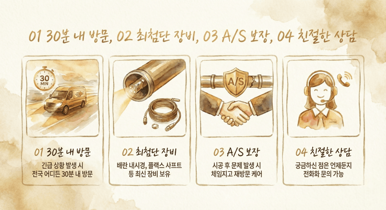 배관 전문 장비와 정밀 시공